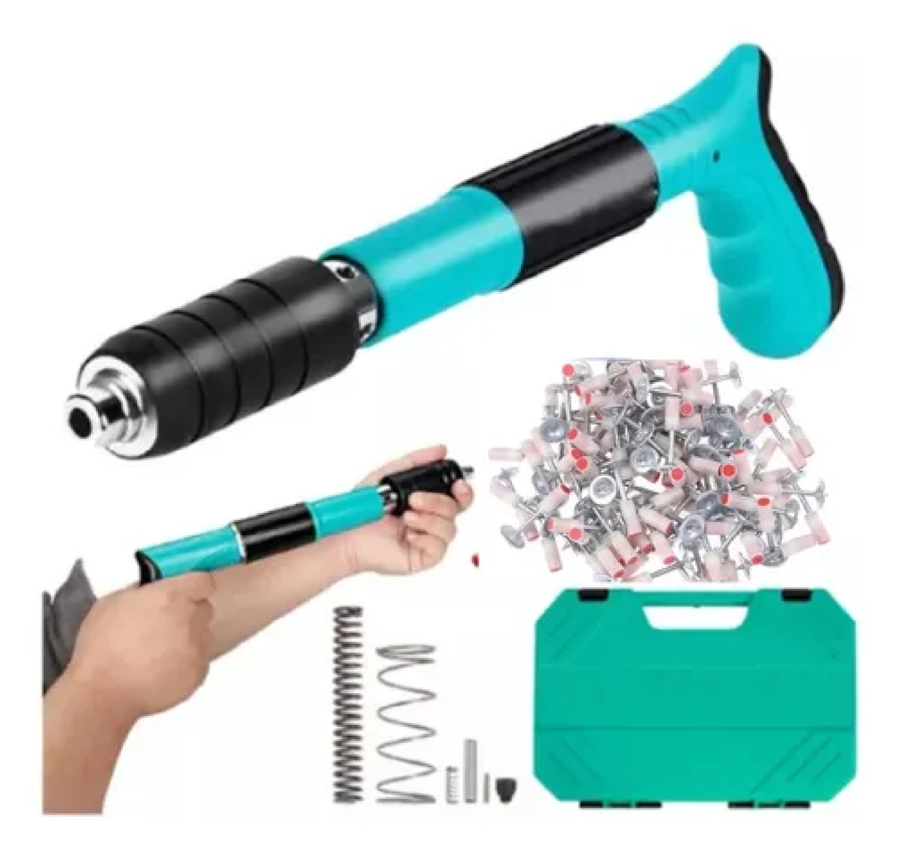 Pistola Remachadora de Clavos + Estuche con Guantes + Gafas Protectoras + 100 Clavos Regalo 🎁